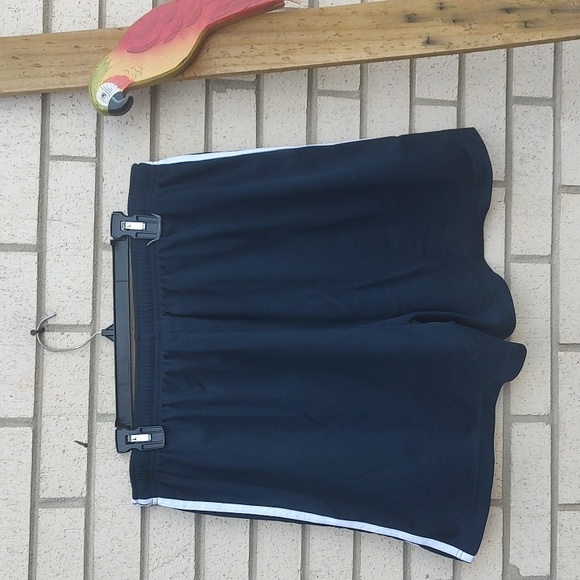 Navy Blue Athletic Shorts with White Stripes - Picture 5 of 7